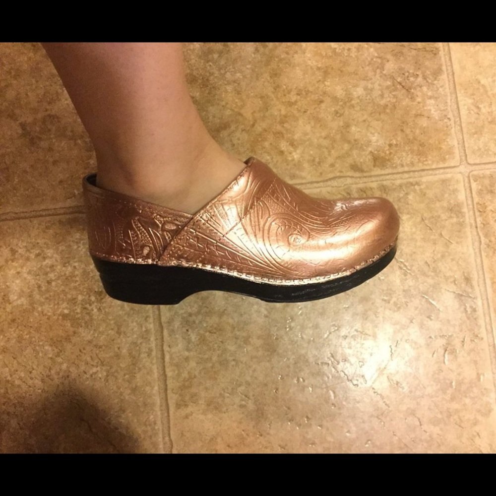 Rose Gold Tooled Dansko Clogs